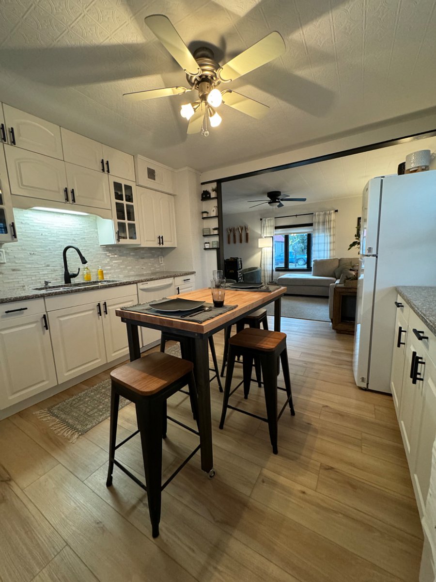 Kitchen opens to living room