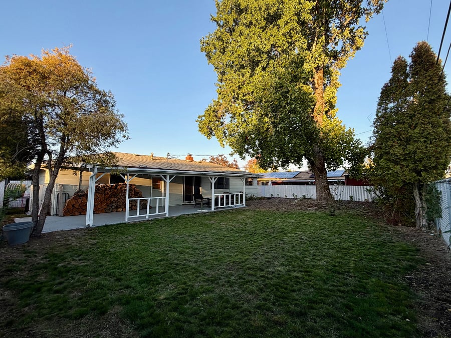 Fully fenced backyard.