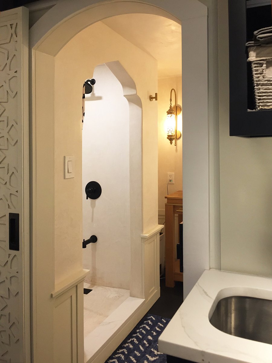 Bathroom sliding door and shower