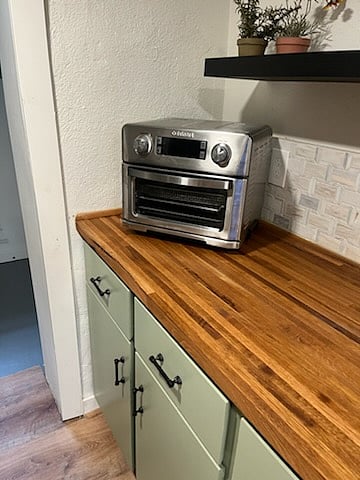 Almost anything can be cooked in here. Microwave and induction burner also included
