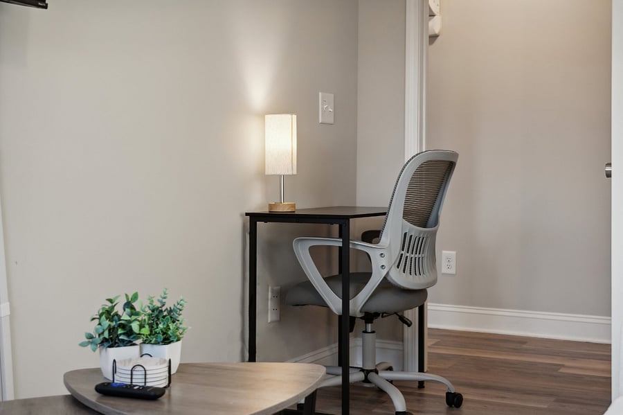 Dedicated workspace in living room