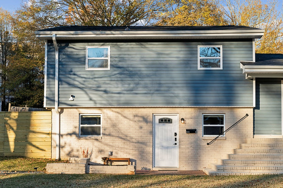 Apartment exterior, private self check-in with electronic keypad