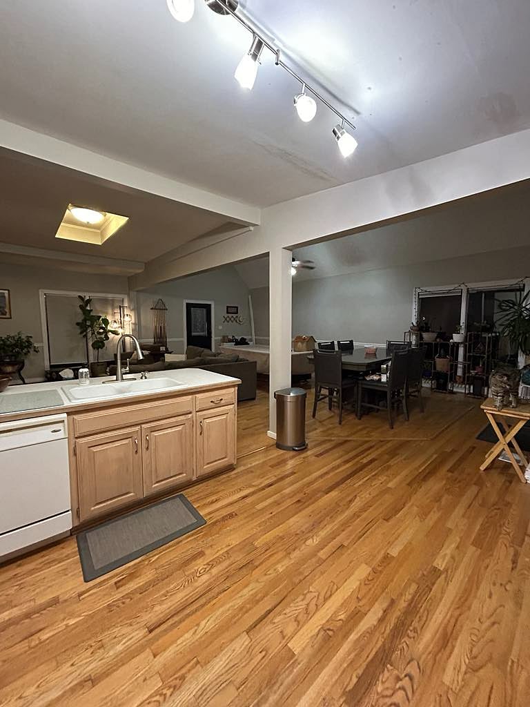 Open concept living space, kitchen