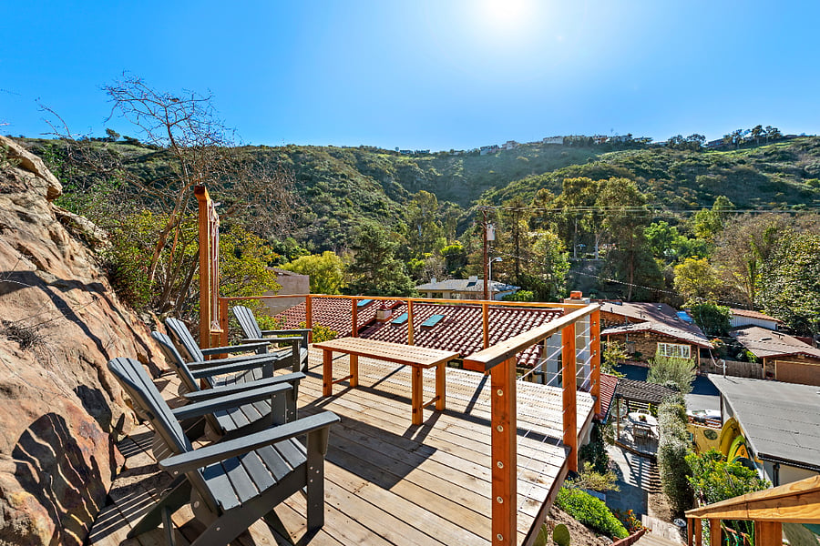 Small deck on the back slope behind the house