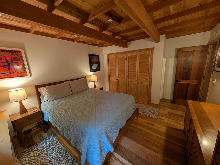 Bedroom has new maple wood floors
