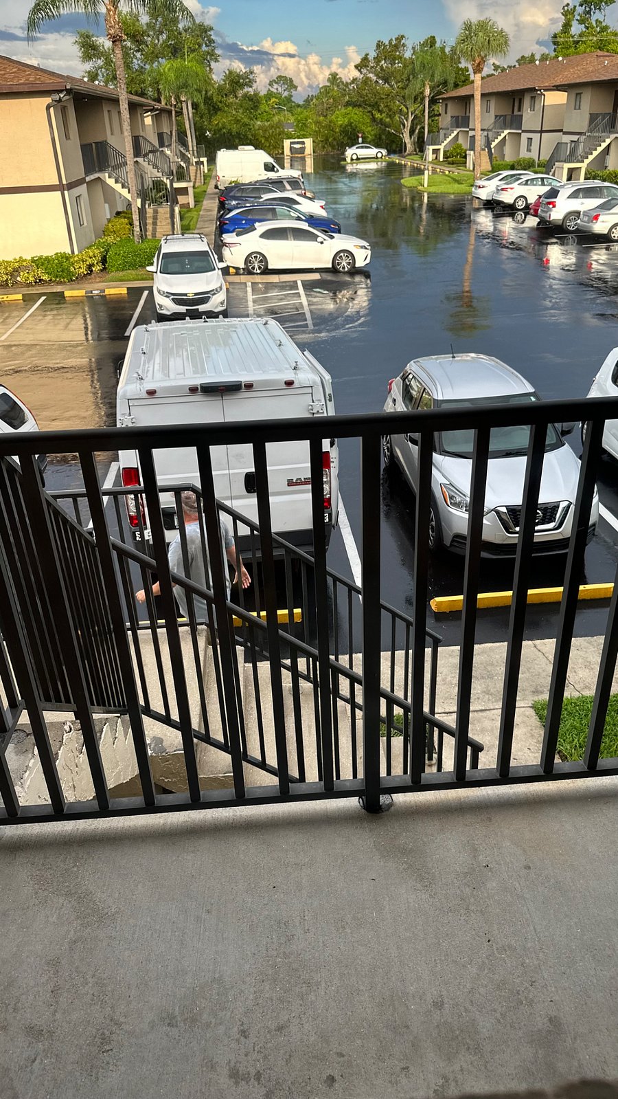 Stairway entry into co go and parking lot in front. Awesome neighbors too.