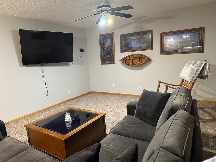 Main floor: Family room with smart TV.