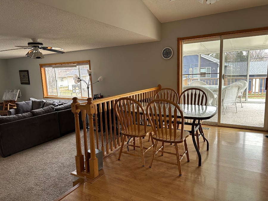 Main floor: Dinette adjacent to sun room, office area and family room.