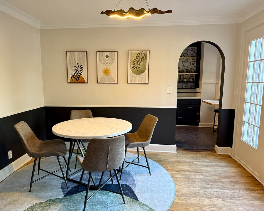 Dining Room leading to kitchen and front balcony