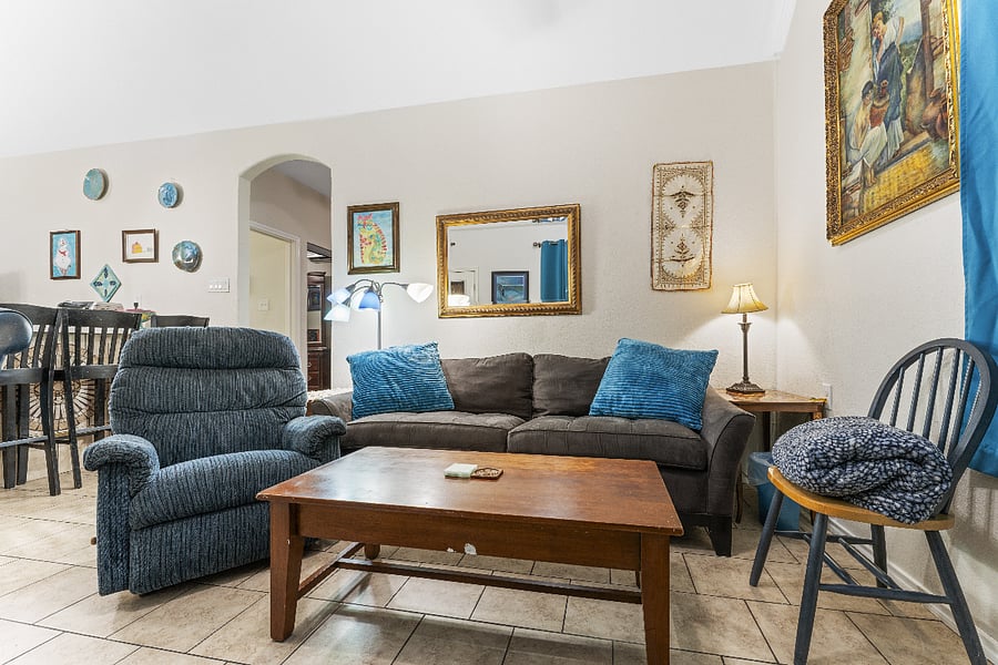 Comfy sleeper sofa allows for more sleeping accomodations/visitors.