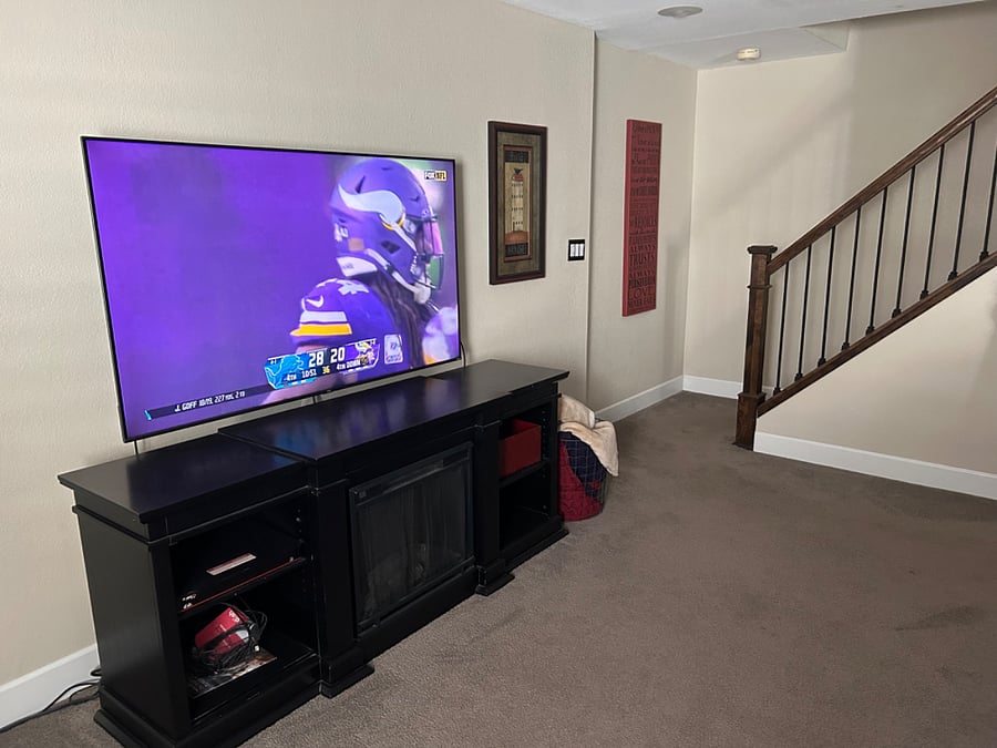 Lower level living w/ smart tv and fireplace