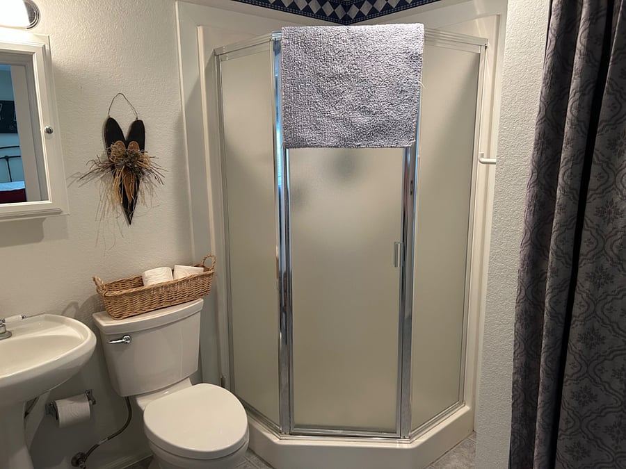 Lower level bathroom w/ shower