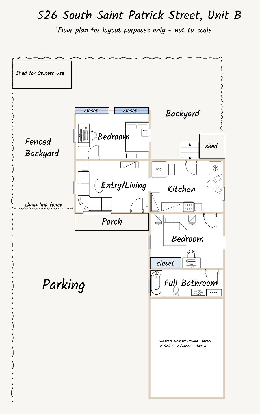Floor plan is not to scale and only for layout purposes!