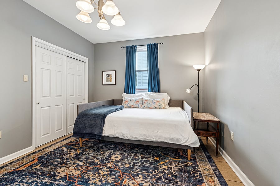 The queen sized daybed is a great place for guests, or just to curl up with a good book! Plus, black out curtains make this a great place to get some quality sleep!