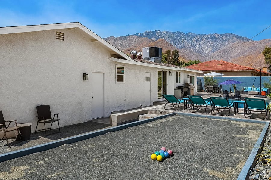 The firepit area is a guest favorite, ideal for winding down after a day of sun and swim.