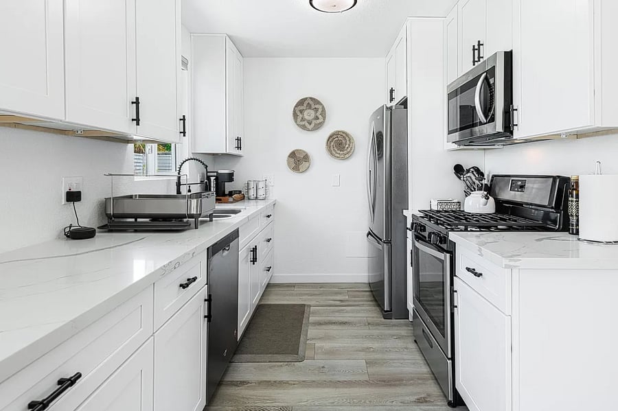 Cook with ease in a fully stocked kitchen equipped with all the essentials to whip up your favorite meals.