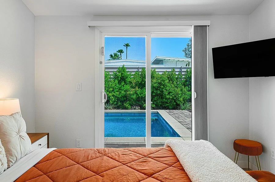 A calming retreat with soft lighting, cozy textures, and starter toiletries for relazing experience.