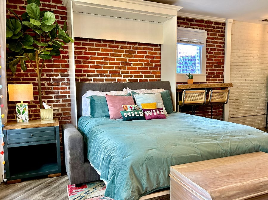 Built in Murphy bed allows sofa to easily transition into a comfortable queen size memory foam mattress when you are ready to wind down for the evening.