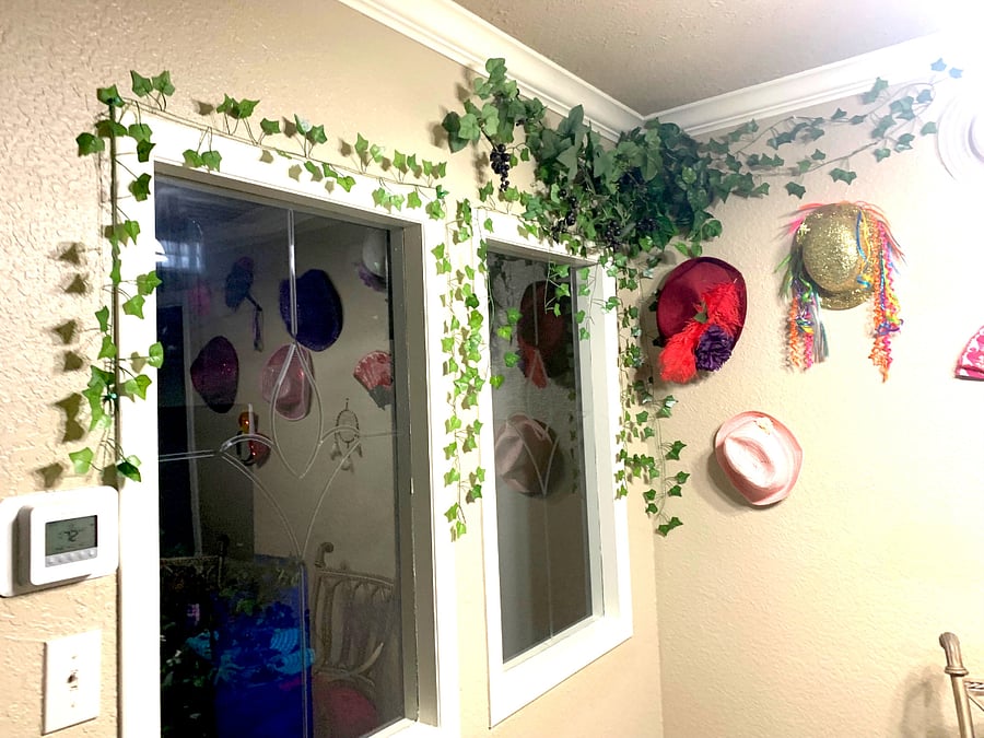 You will be immersed in our unique interior with a collection of various hats and fans. Welcome to Texas and the Texas Renaissance Festival!