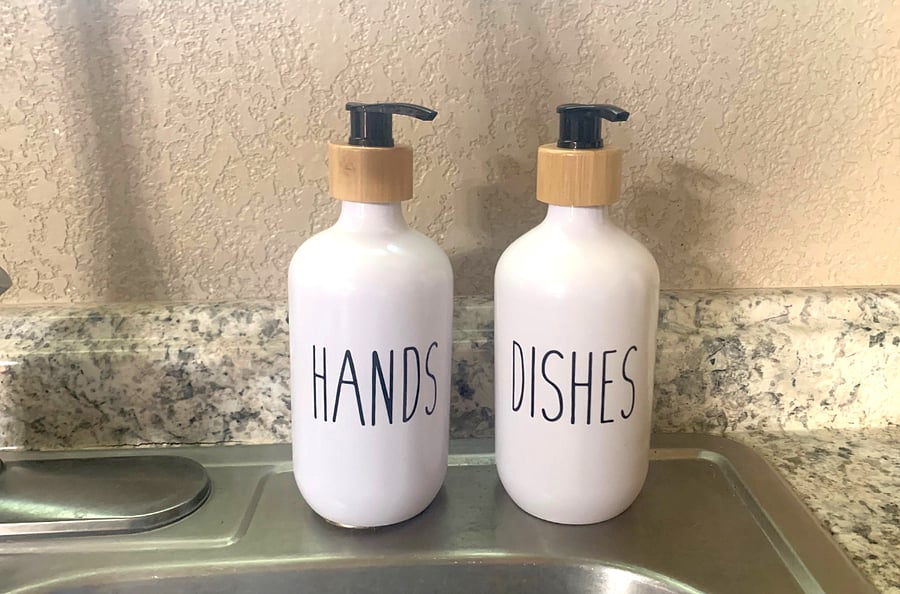 Hands and dishes soap