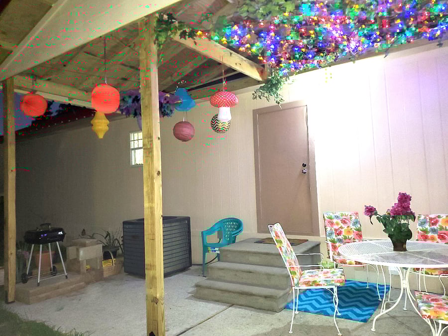 Our all-season festive patio is an outdoor space used for relaxing and dining.