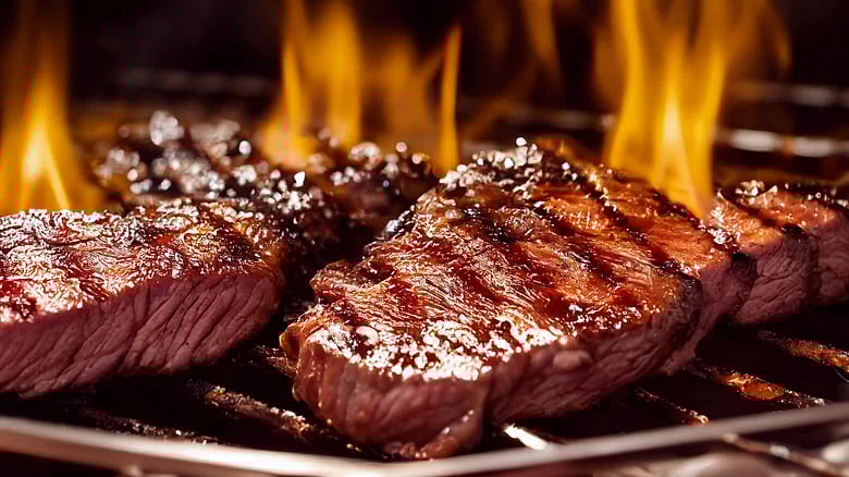 17.5" charcoal grill is available to use. We do not supply meat or charcoal; please provide it yourself, it is available at any grocery or convenience store.