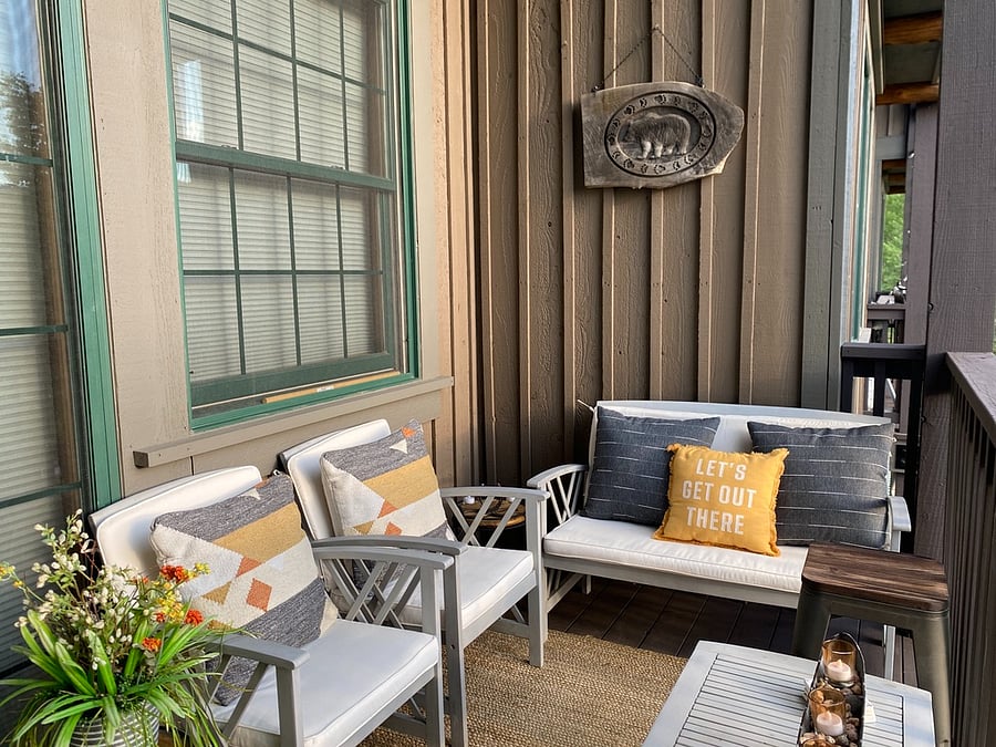 Private balcony with wood pellet smoker/grill.
