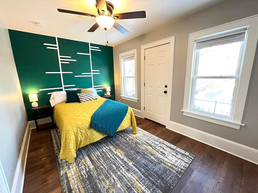 1st bedroom with full bed.