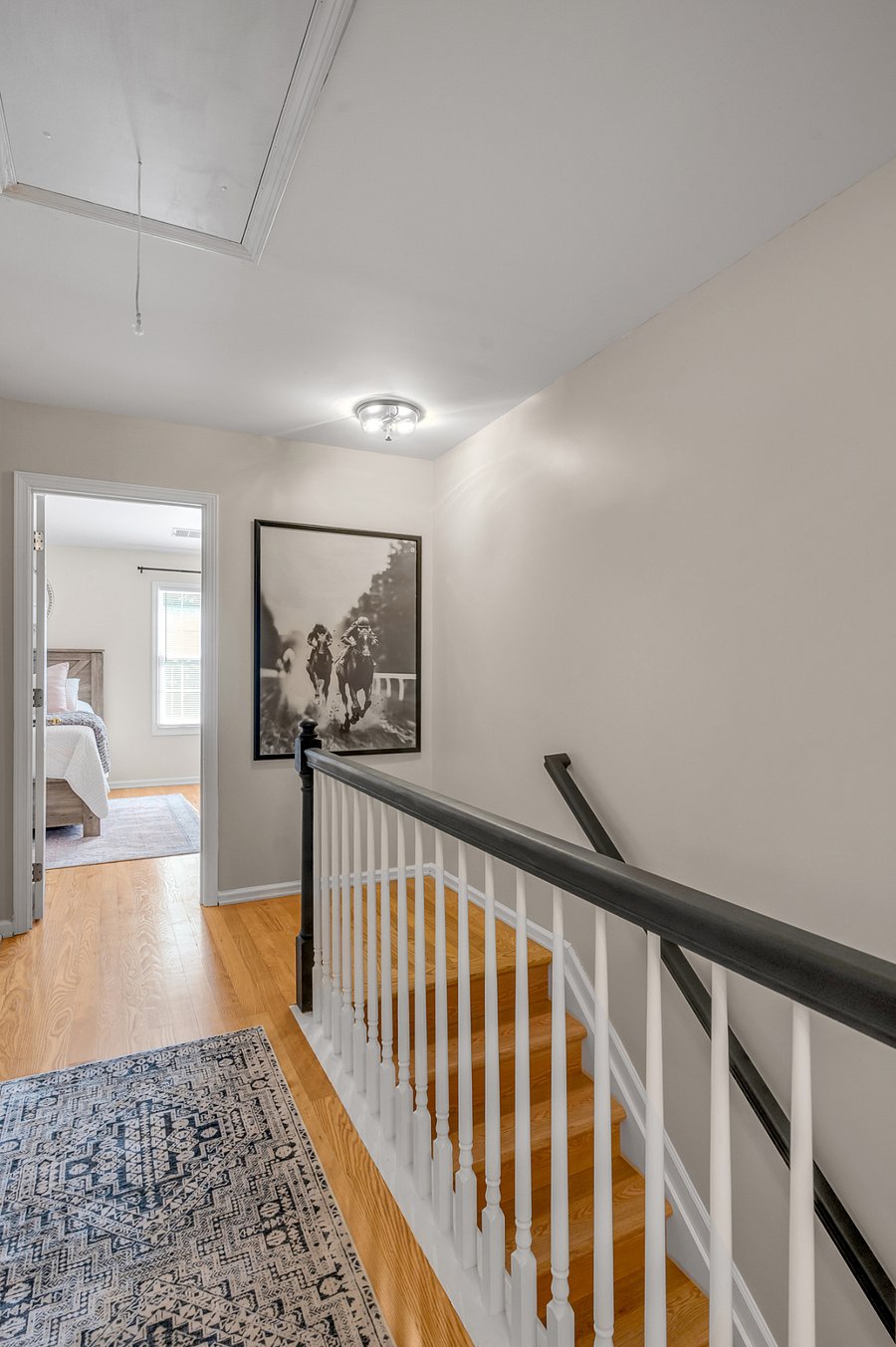 upstairs
