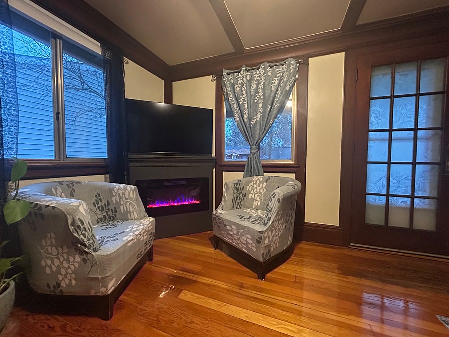 Beautiful hardwood floors and woodwork in this 1920s home.