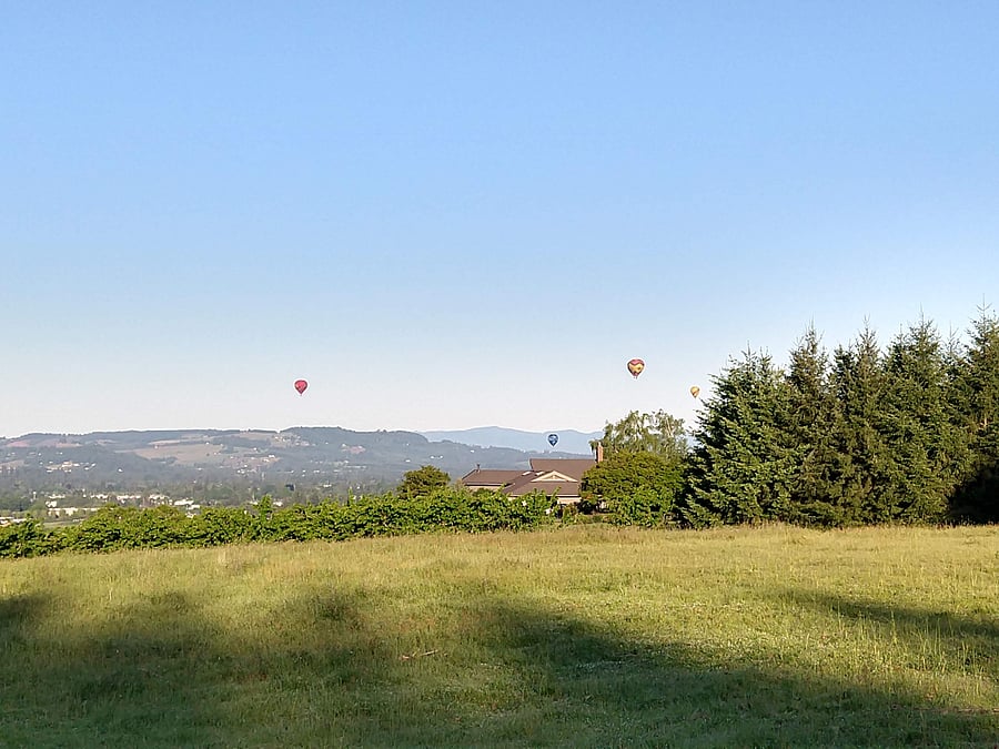 We often see hot air balloons from the house in the summer!