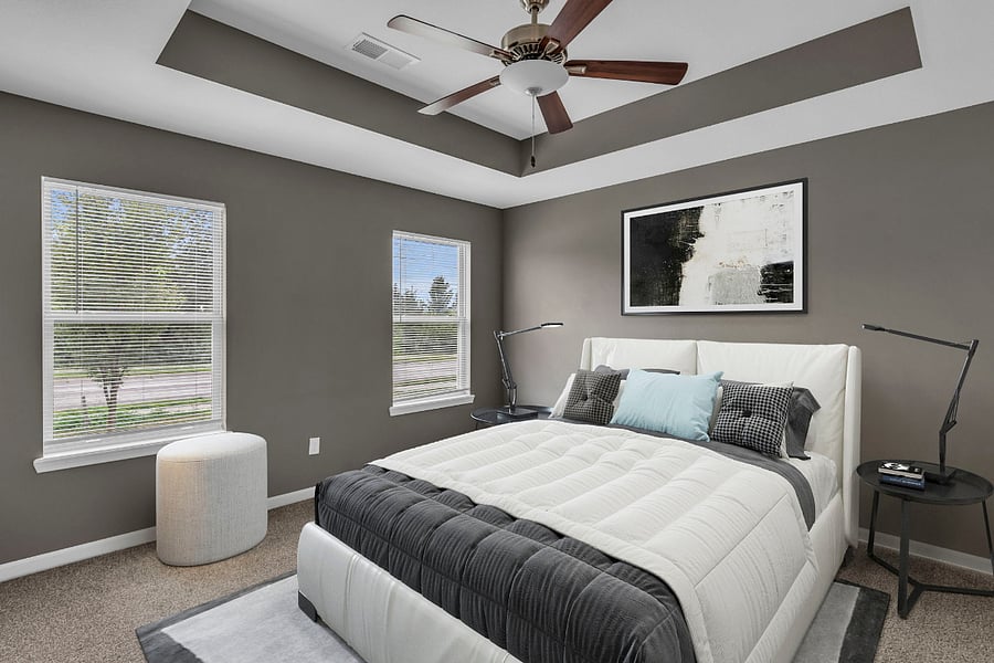 Virtually Staged Master Bedroom (Home is unfurnished)