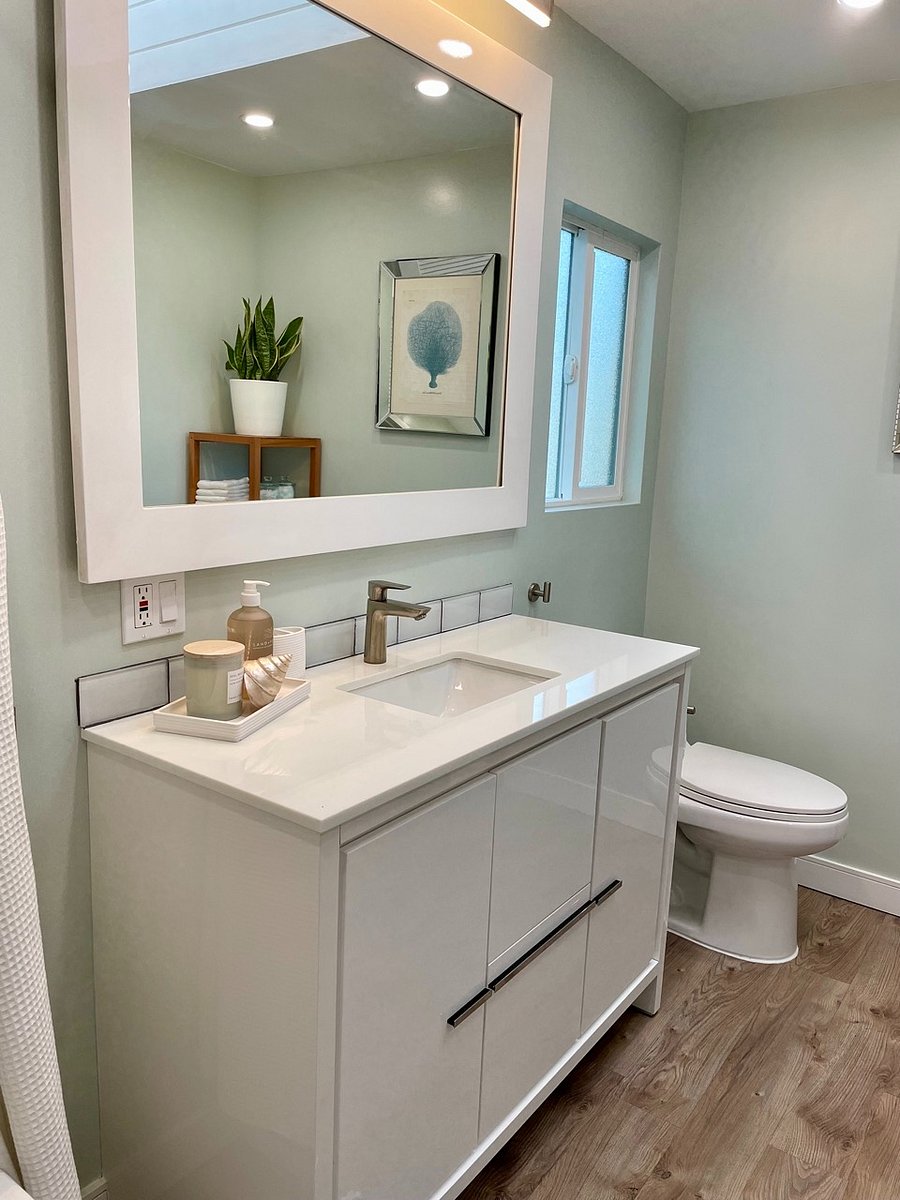 4' vanity with ample storage.