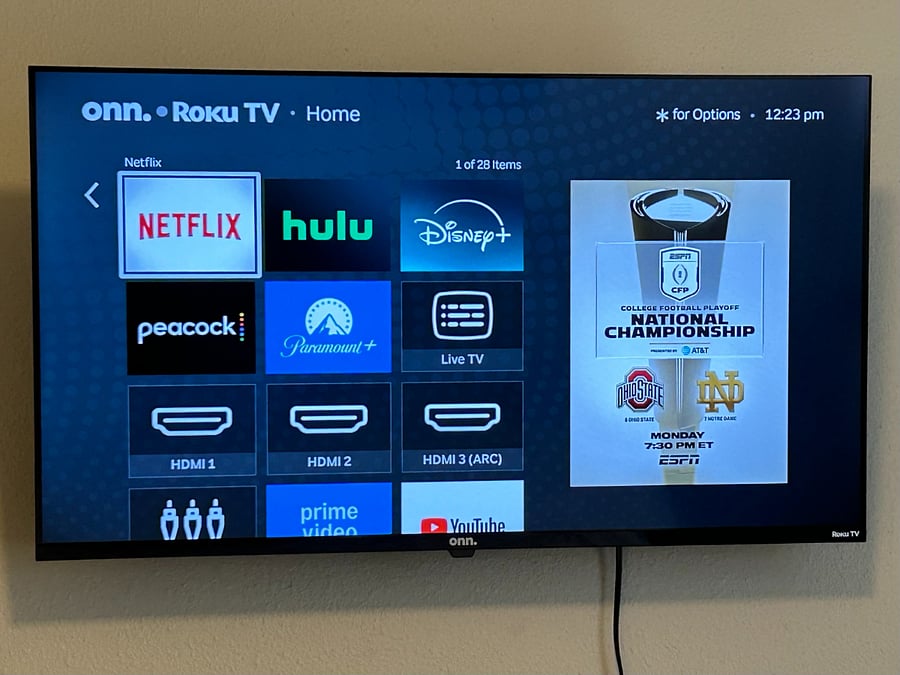 In room, wall mounted smart TV