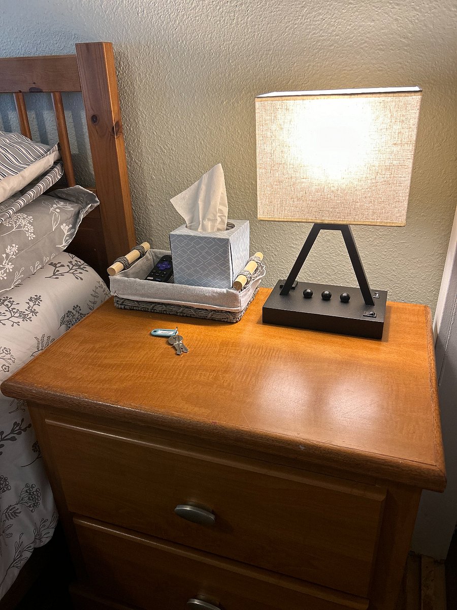 Night stand with ample space for all your needs. Lamp base has regular three prong outlet, as well as, USB outlet.