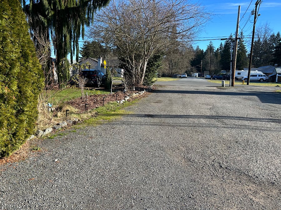 View of the main street (upper right of picture), plenty of parking in front of my house (left side of picture)