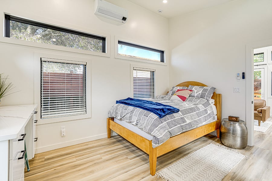 Comfortable bedroom with a clean, quiet setup for restful sleep