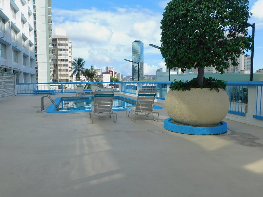 Lounge chairs by the pool