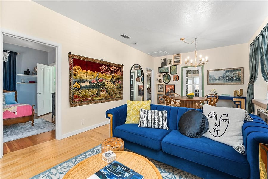 This vintage charmer is perfect for entertaining friends or staying home alone. YES, we do have a TV above the fireplace and Wi-Fi.