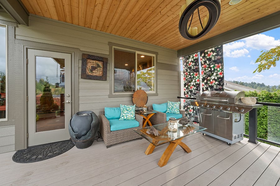 covered deck for capturing beautiful sunsets and some great barbequed steaks