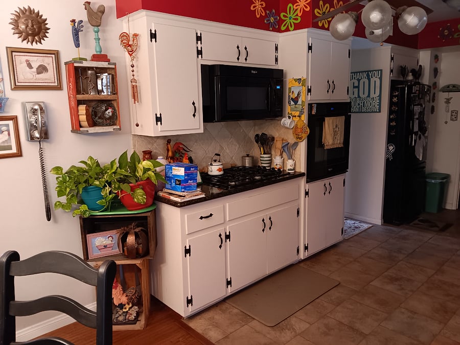 View of kitchen from dining room.