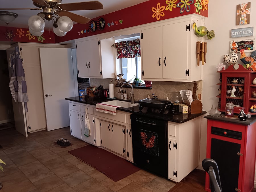View of kitchen from dining room.