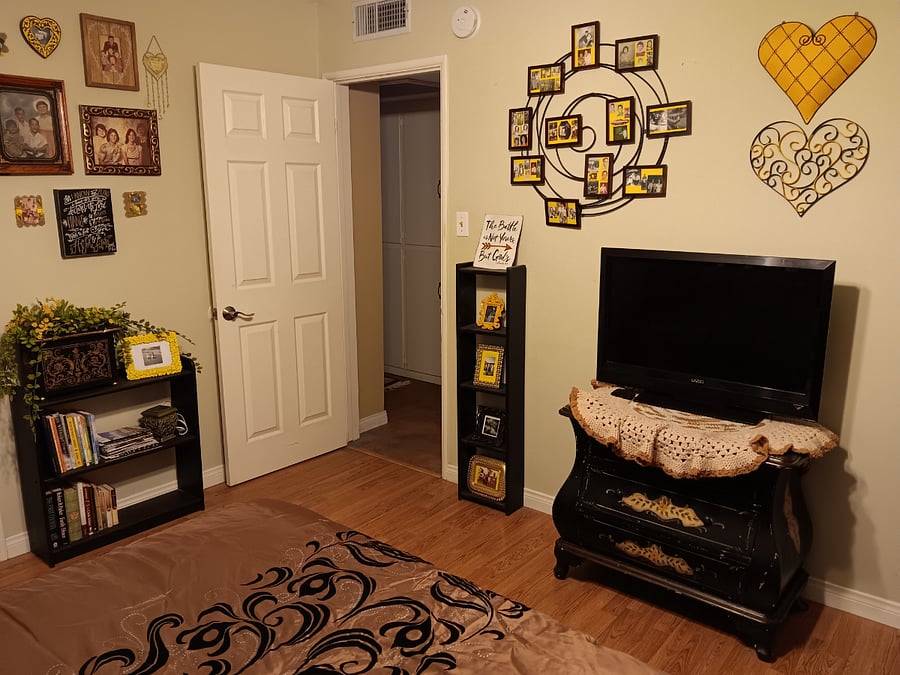 View of bedroom door.
