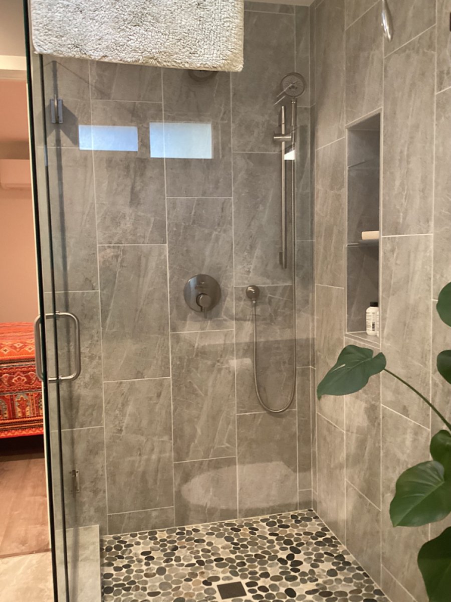 Tile shower.