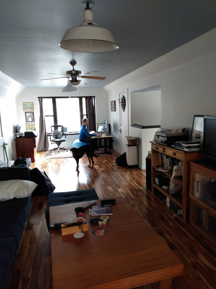 Third floor office space and family room (dog and worker not included.)