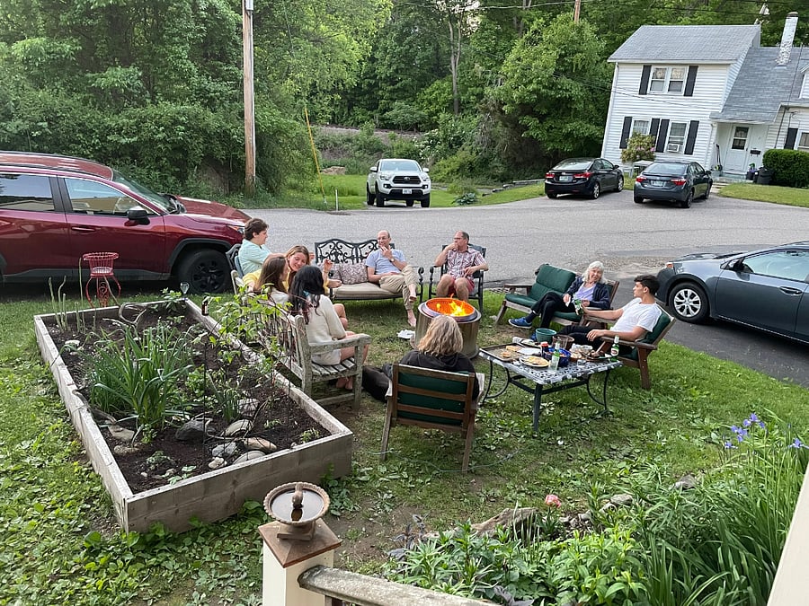 Giant outdoor solo stove in front yard/garden for bonfires!