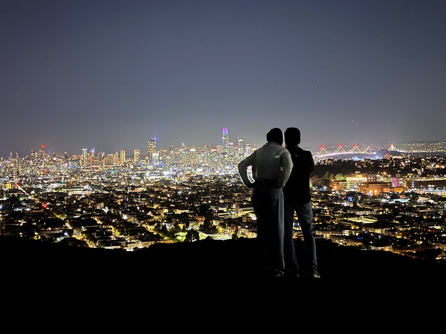 Night time view from top of Bernal Heights