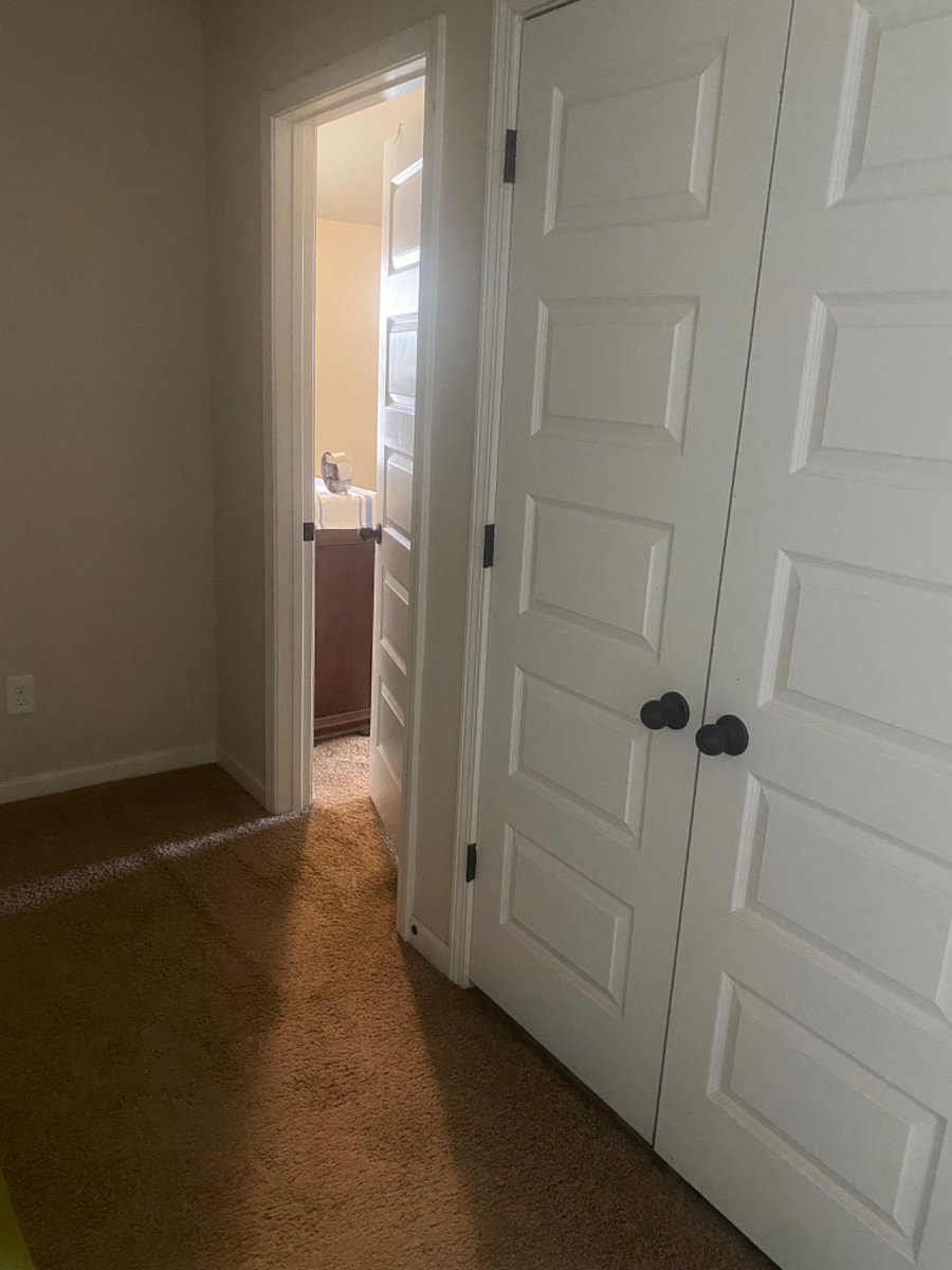 Second door on the right. 
