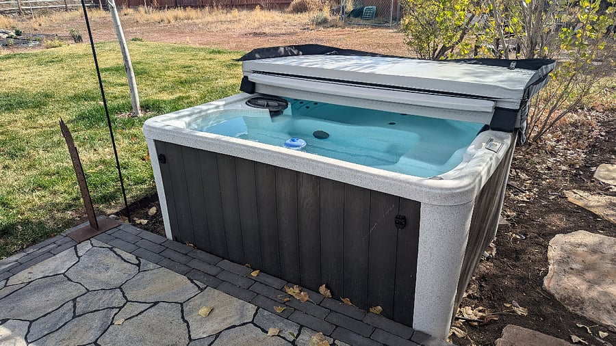 Backyard private hot tub