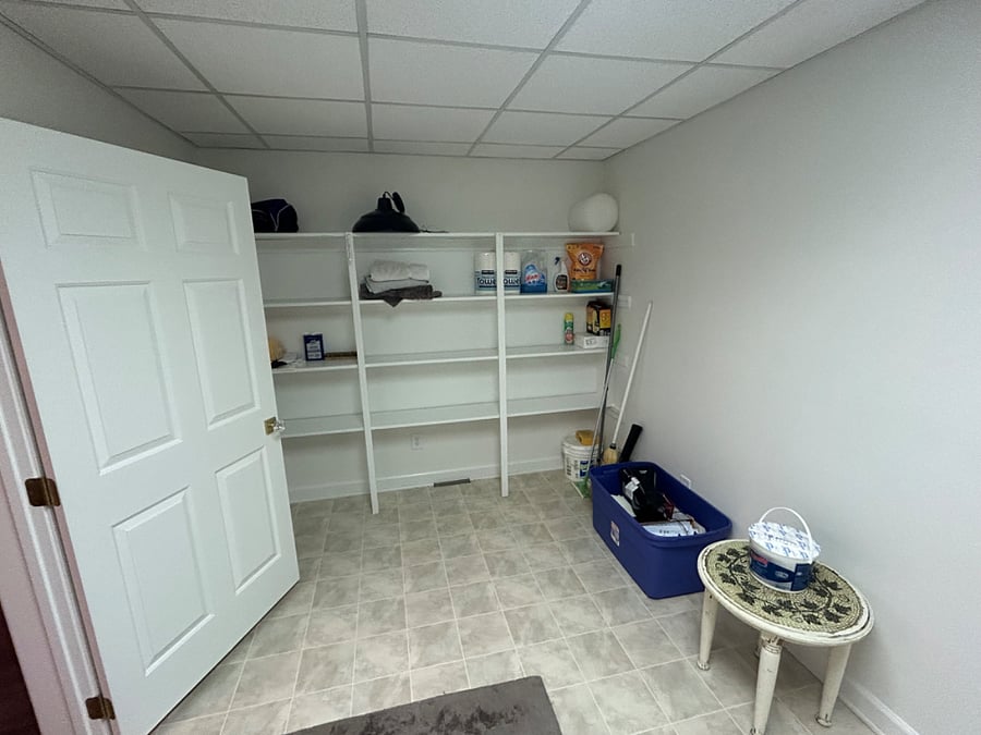 Shelves in laundry room